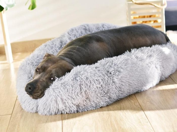Dog bed FLUFFY DONUT- 80cm, light gray - Image 3